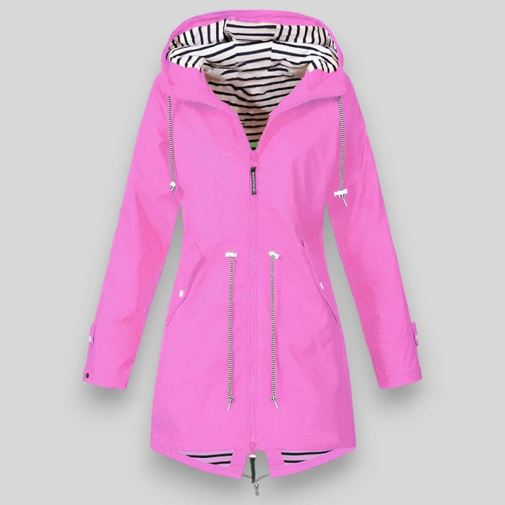 Leah | Stylish Hooded Waterproof Parka With Striped Lining