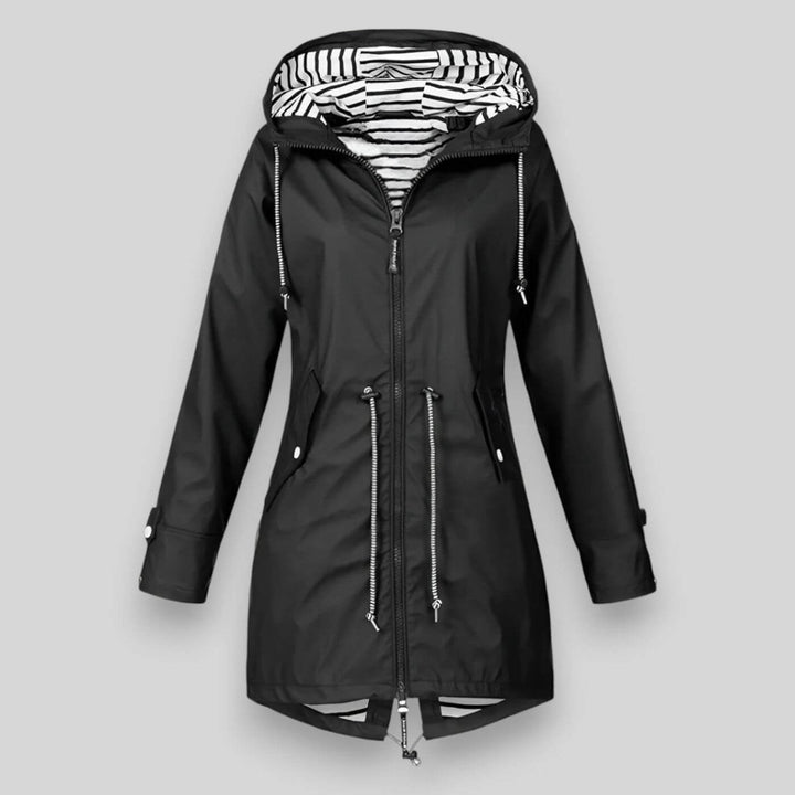 Leah | Stylish Hooded Waterproof Parka With Striped Lining