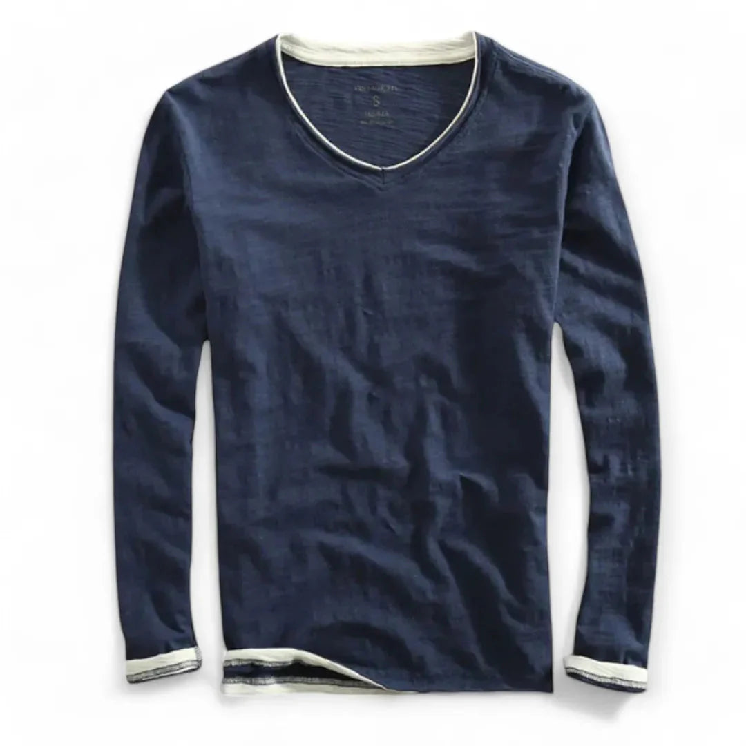 Serena | Stylish V-Neck Long Sleeve Cotton Shirt