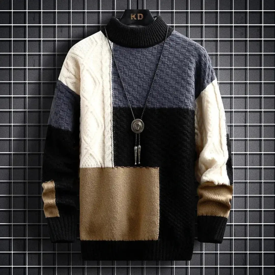 Phoebe | Stylish Colorblock Patchwork Crewneck Sweater