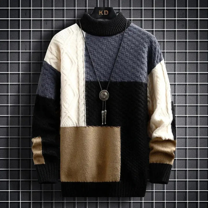 Phoebe | Stylish Colorblock Patchwork Crewneck Sweater