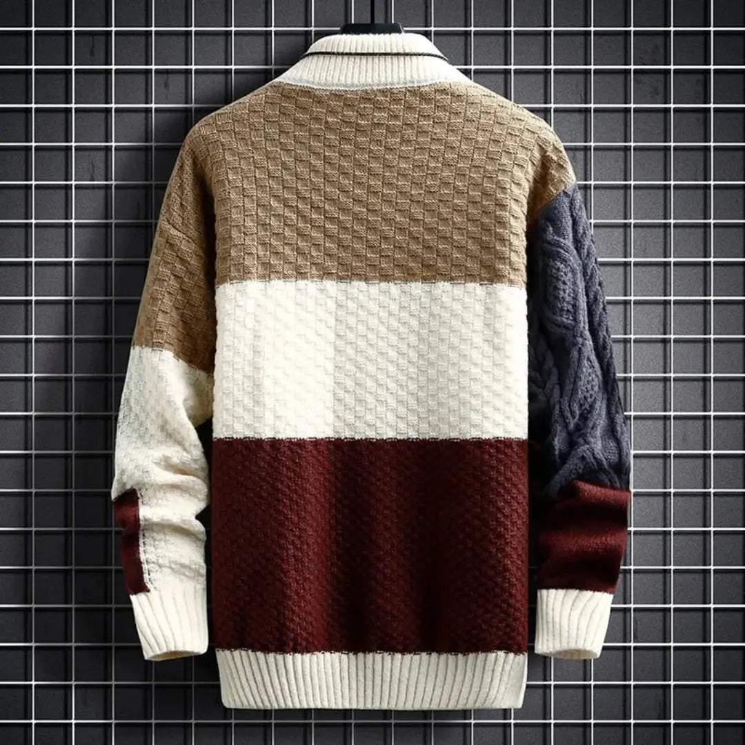 Phoebe | Stylish Colorblock Patchwork Crewneck Sweater