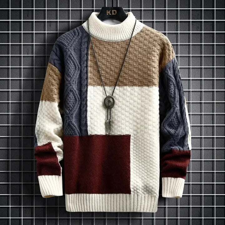 Phoebe | Stylish Colorblock Patchwork Crewneck Sweater