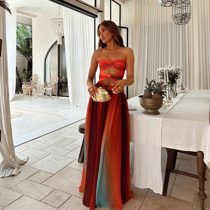 Eliza | Elegant Strapless Cutout Maxi Dress