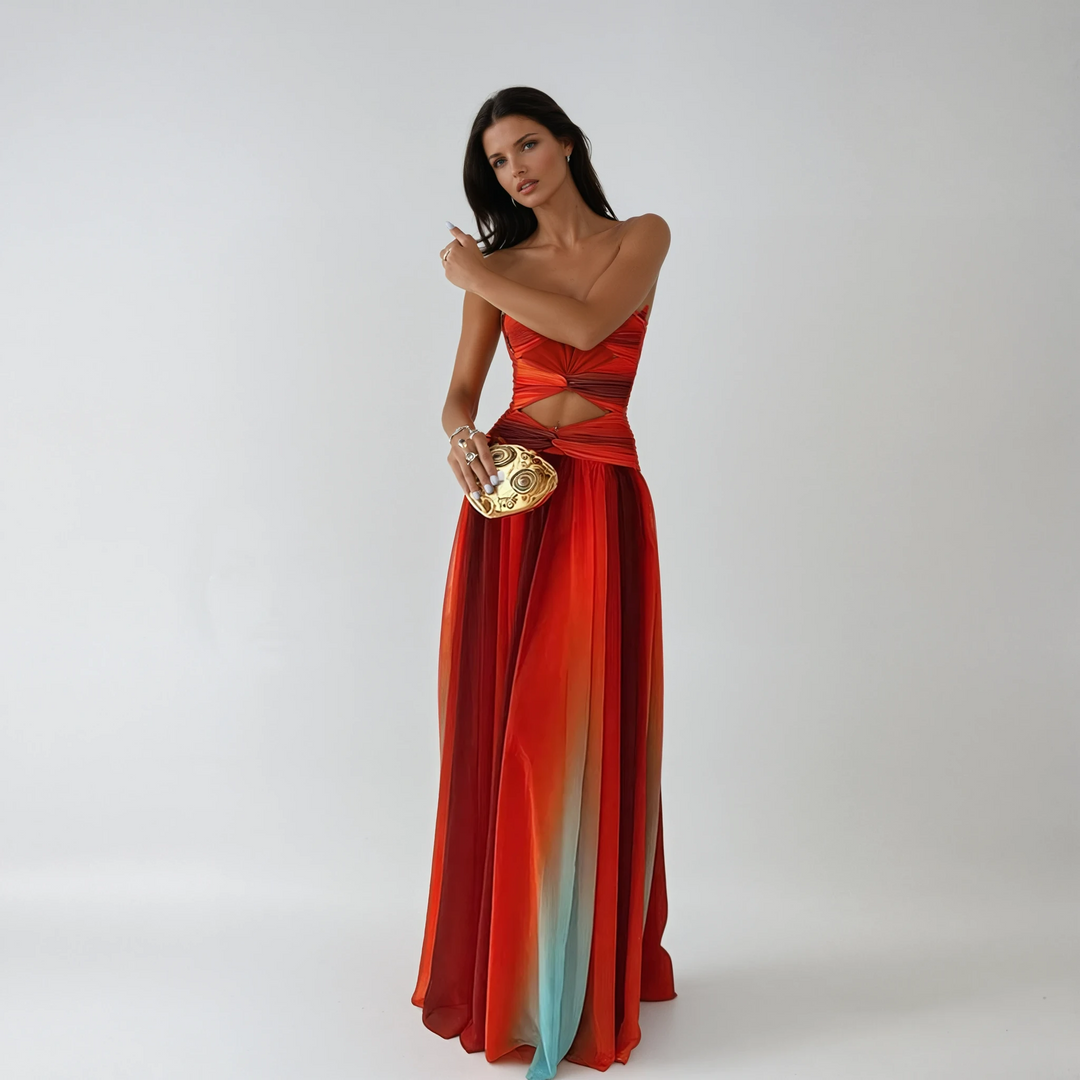 Eliza | Elegant Strapless Cutout Maxi Dress