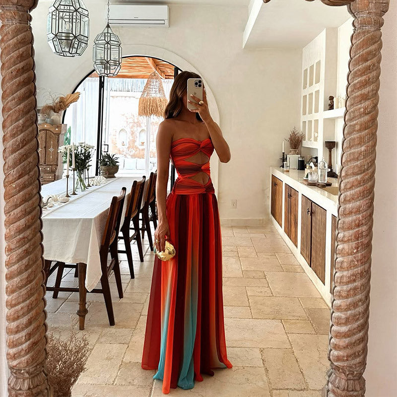 Eliza | Elegant Strapless Cutout Maxi Dress