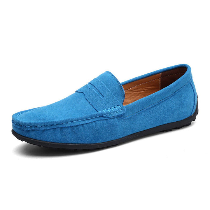 Ryder | Stylish Men's Blue Suede Driving Loafers With Comfort Sole