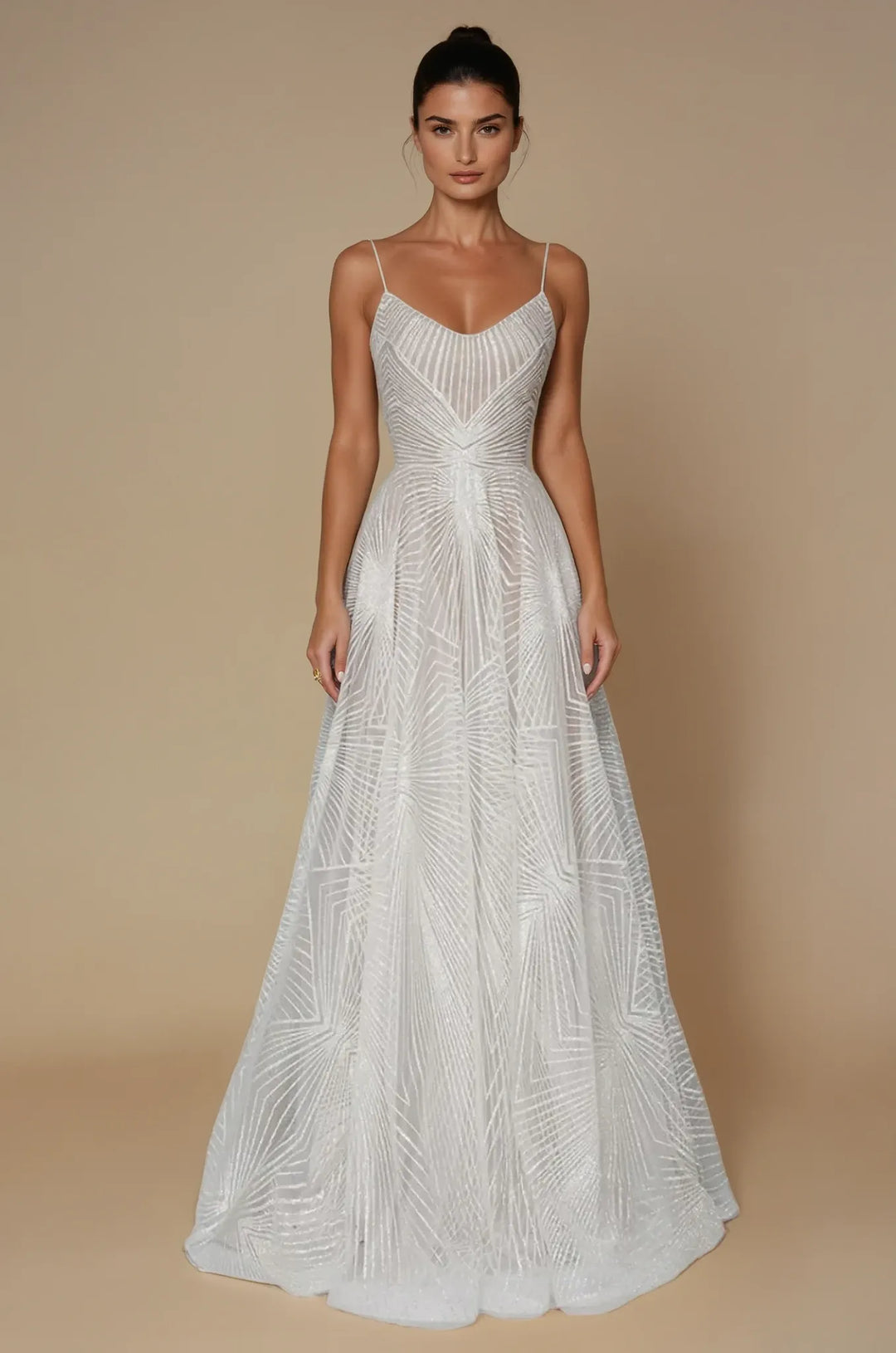 Elyse | Elegant Sequined A-Line Maxi Dress With V-Neck