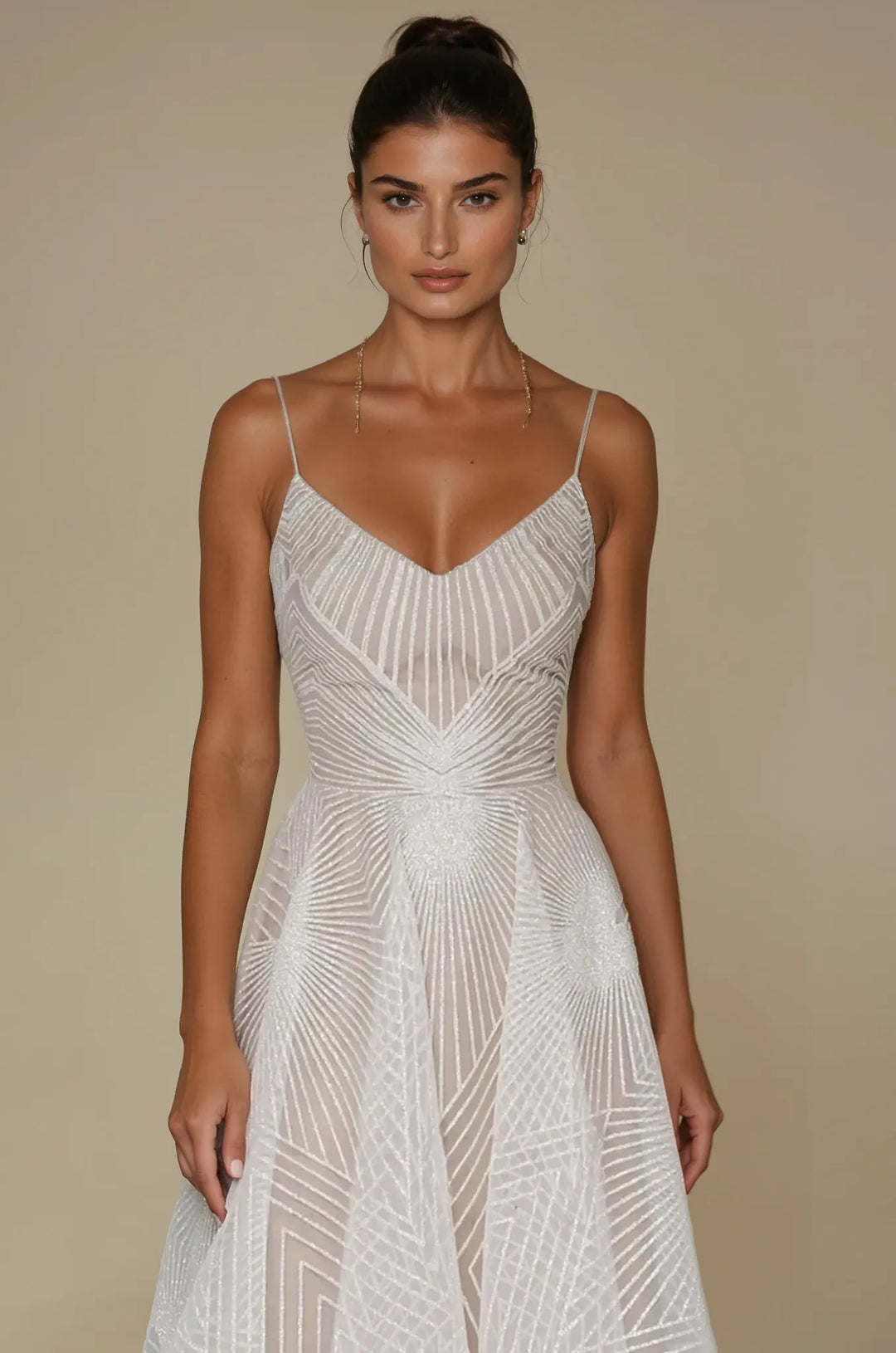 Elyse | Elegant Sequined A-Line Maxi Dress With V-Neck