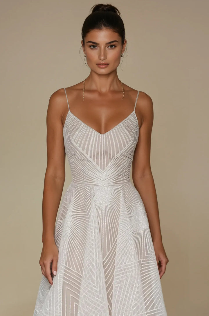 Elyse | Elegant Sequined A-Line Maxi Dress With V-Neck