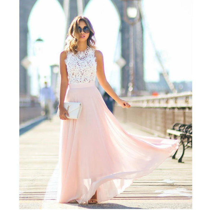 Margot | Elegant Lace Bodice Sleeveless Maxi Dress
