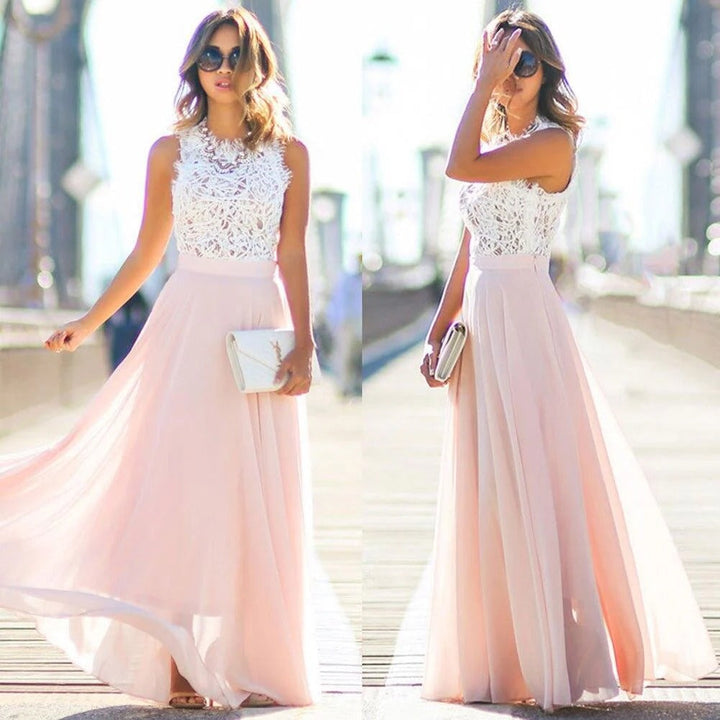 Margot | Elegant Lace Bodice Sleeveless Maxi Dress