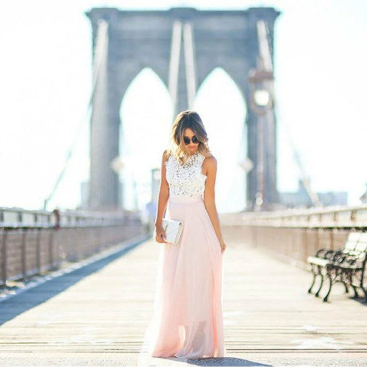 Margot | Elegant Lace Bodice Sleeveless Maxi Dress
