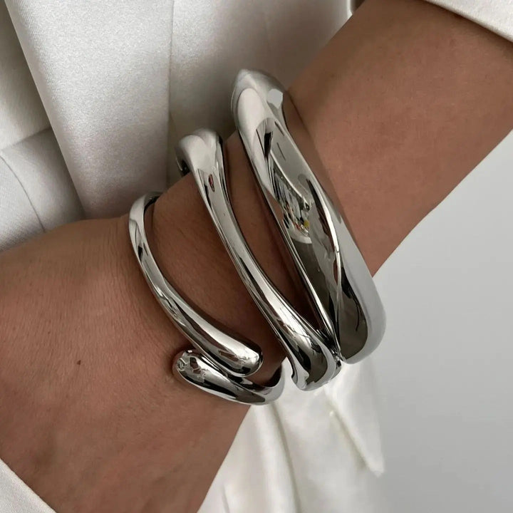 Elyse | Elegant Sculptural Open Cuff Bracelet
