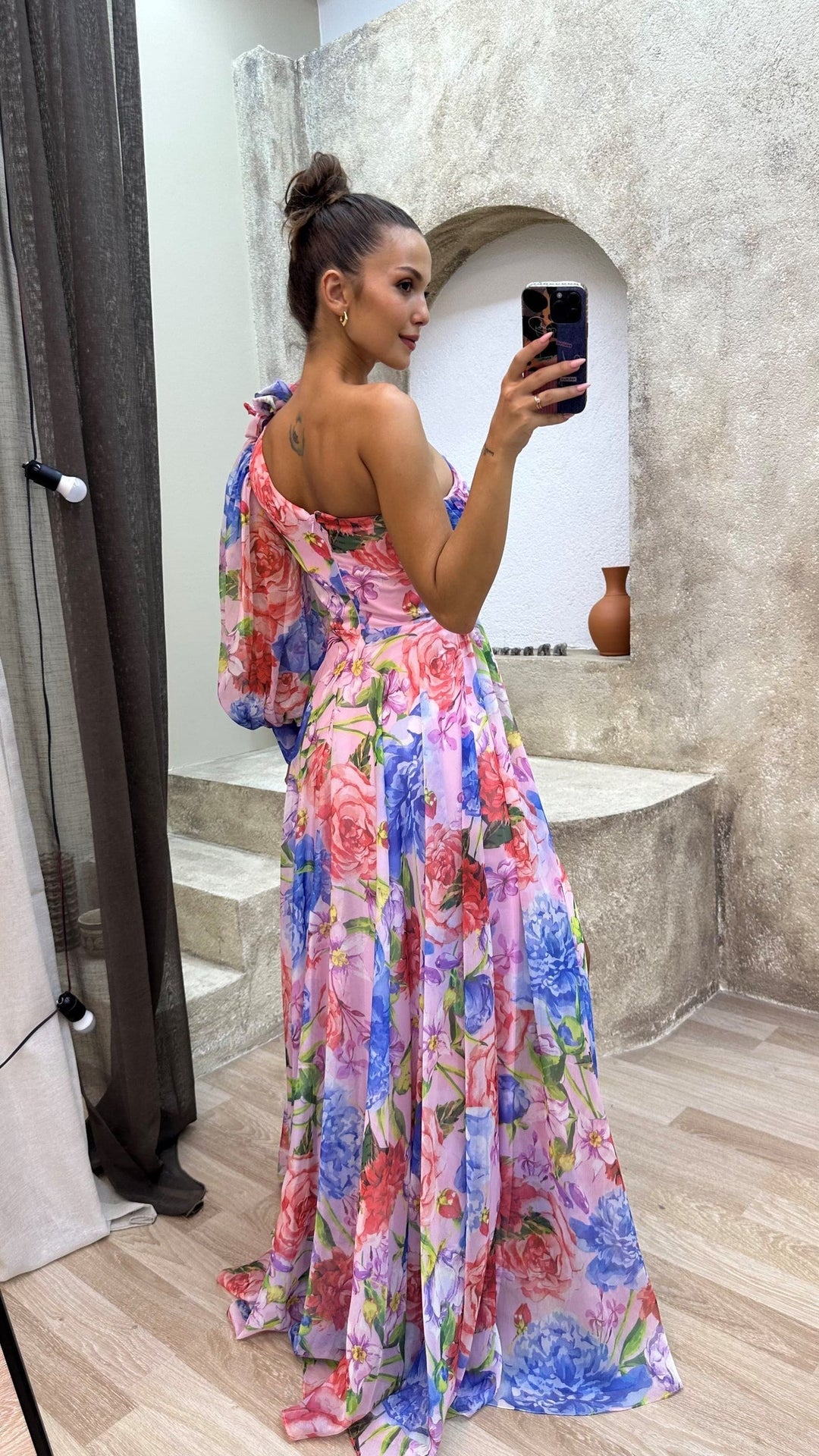 Evy | Elegant One-Shoulder Floral Maxi Dress With Slit