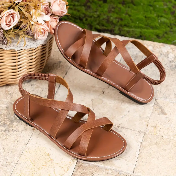 Serena | Stylish White Criss-Cross Flat Sandals