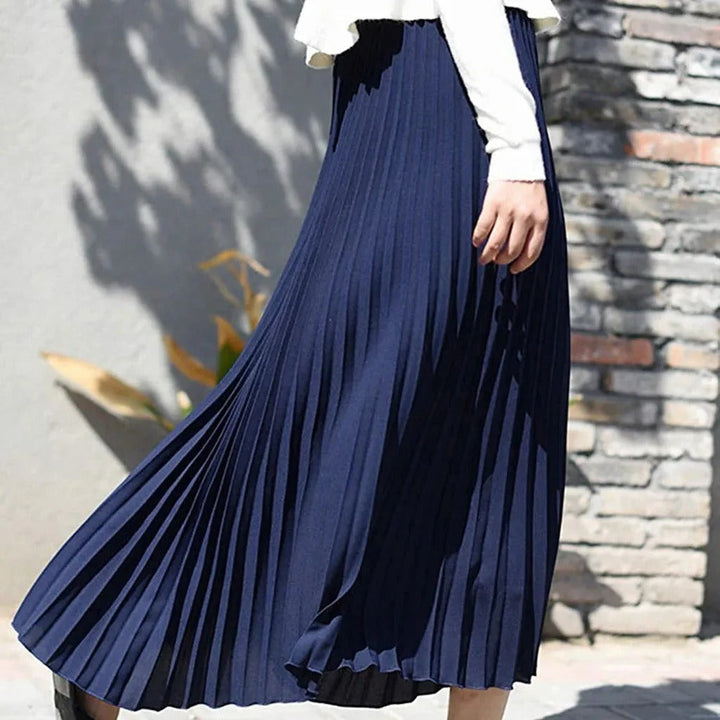 Margot | Elegant Black Pleated High Waist Midi Skirt