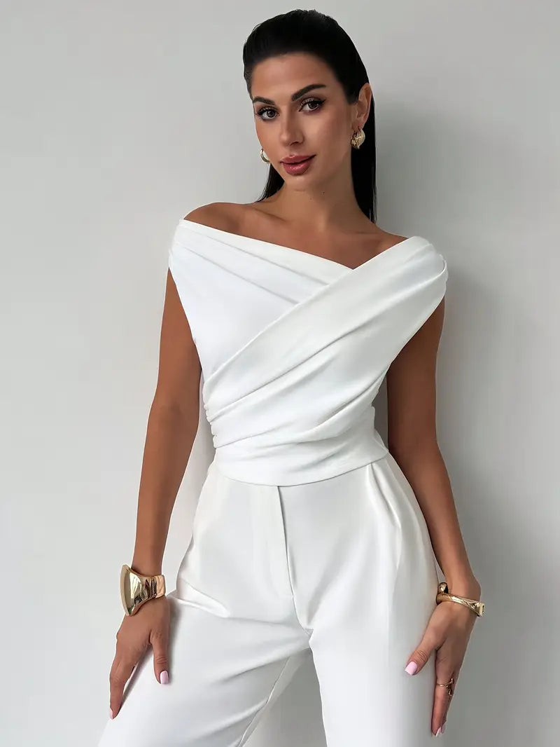 Elyse | Elegant Off-Shoulder Draped Top