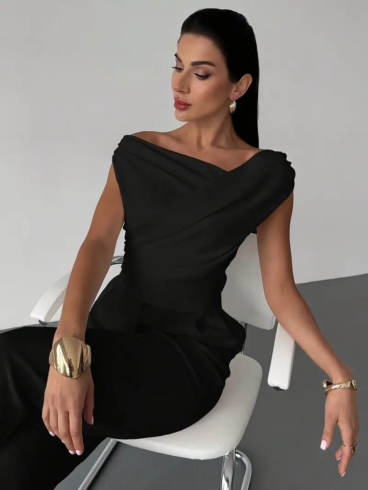 Elyse | Elegant Off-Shoulder Draped Top