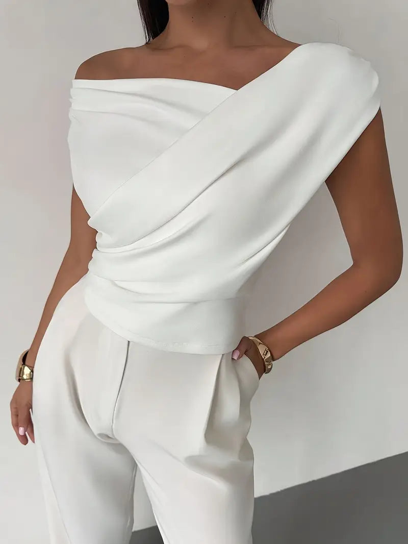 Elyse | Elegant Off-Shoulder Draped Top