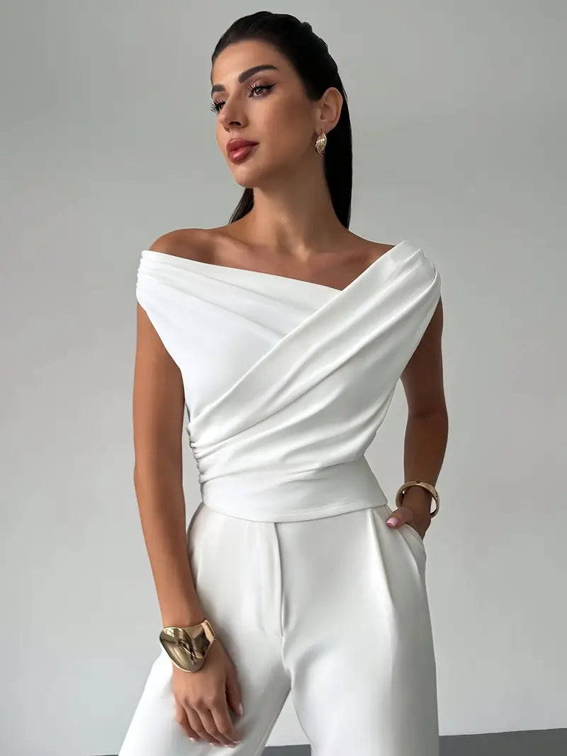 Elyse | Elegant Off-Shoulder Draped Top