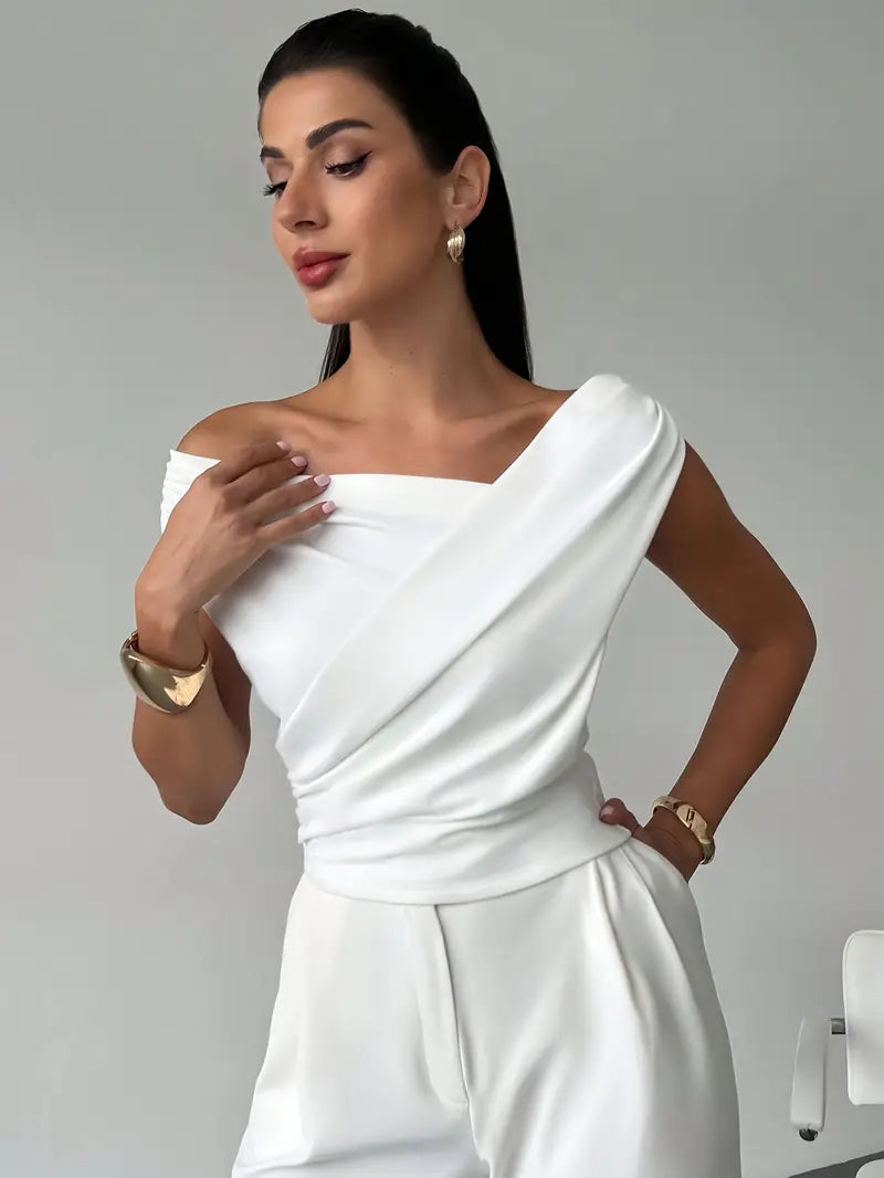 Elyse | Elegant Off-Shoulder Draped Top