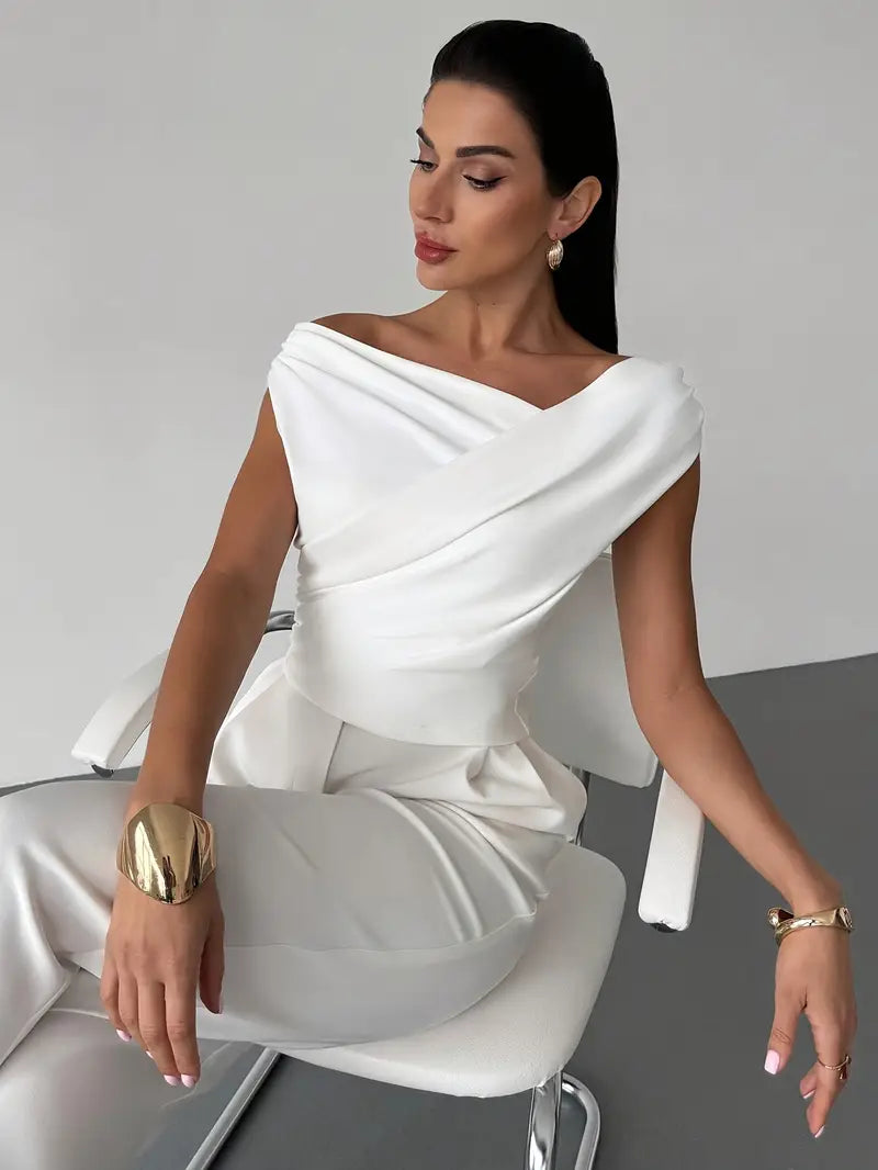 Elyse | Elegant Off-Shoulder Draped Top