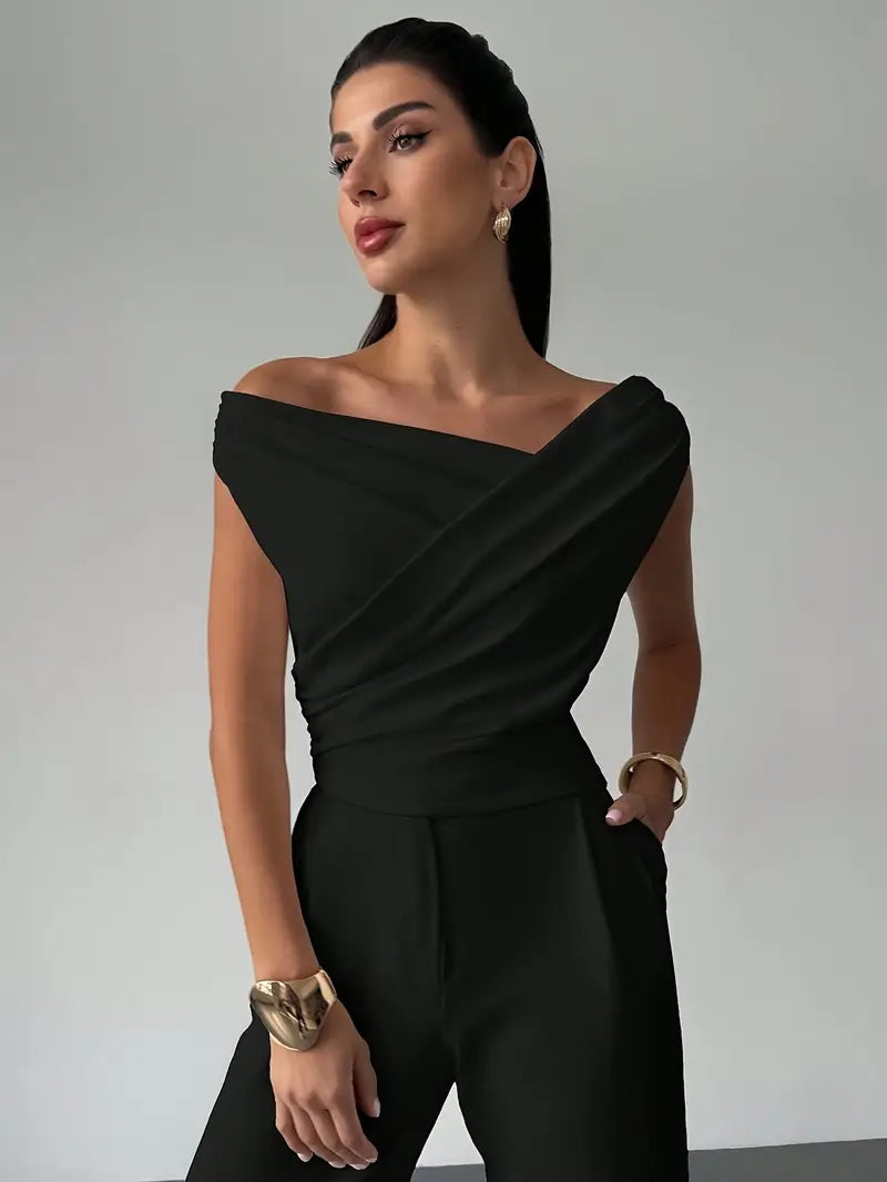 Elyse | Elegant Off-Shoulder Draped Top