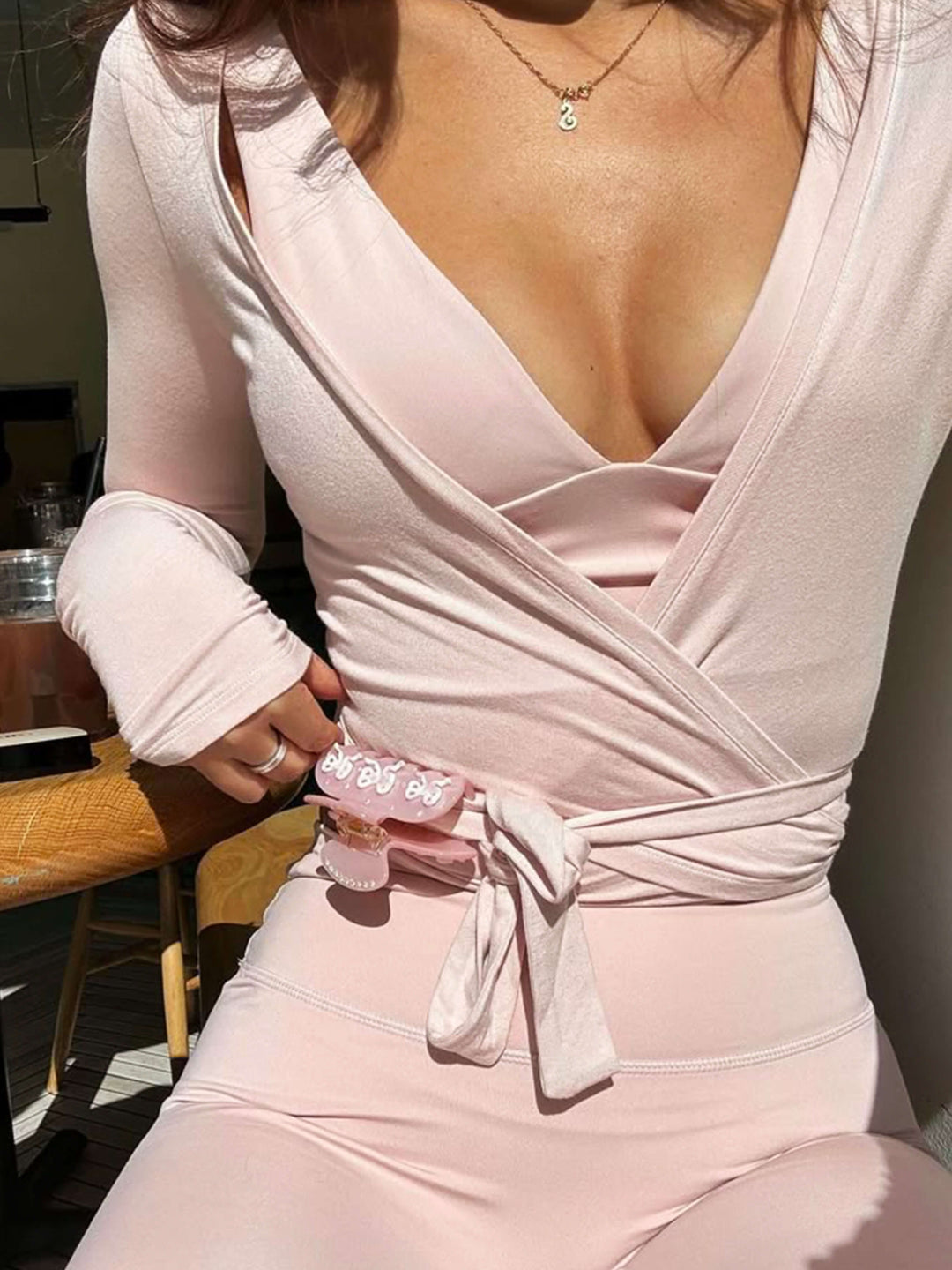 Evy | Chic Long Sleeve V-Neck Wrap Top