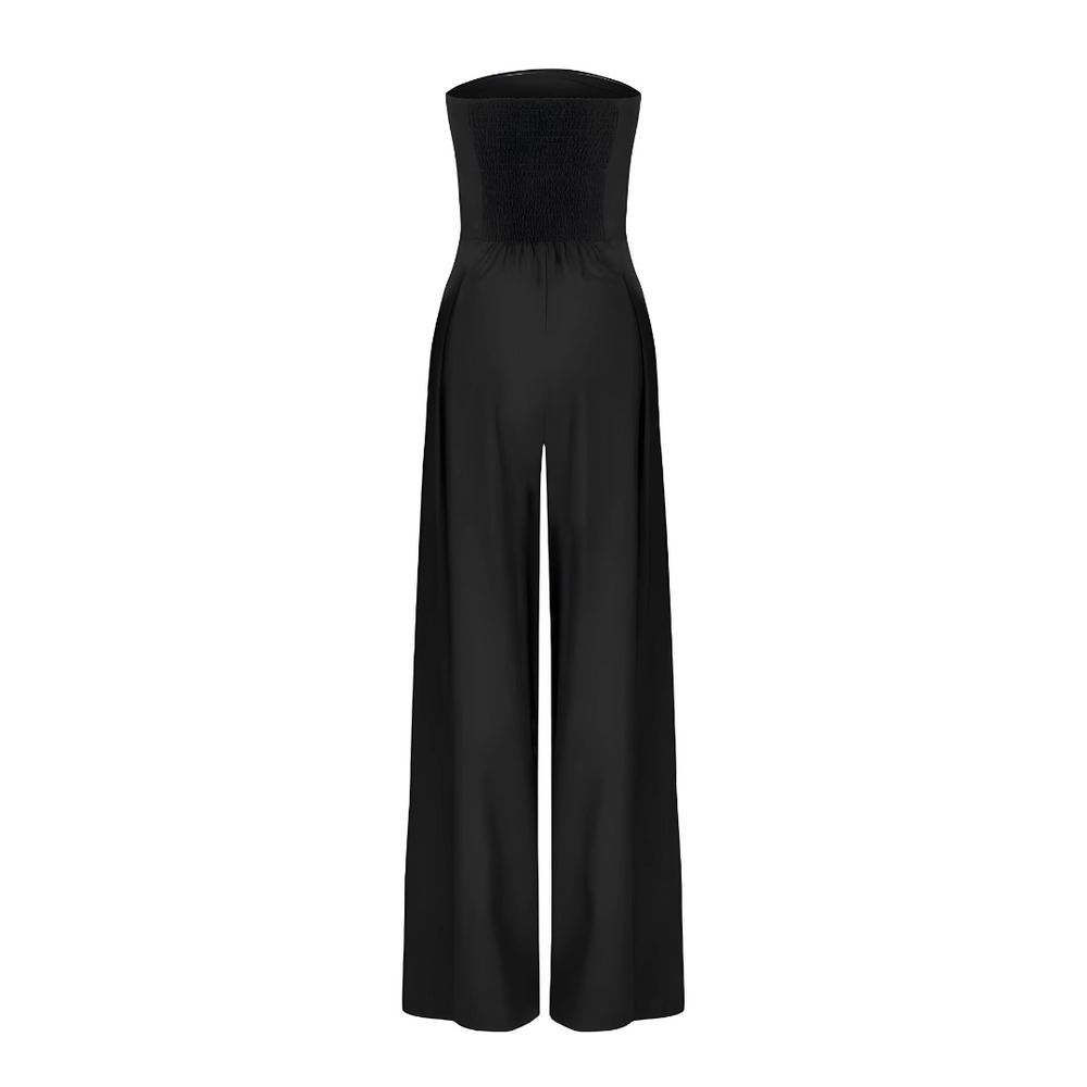 Serena | Elegant Strapless Wide-Leg Jumpsuit With Pockets
