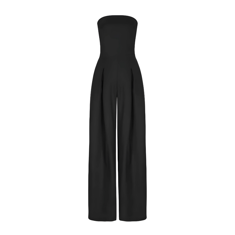 Serena | Elegant Strapless Wide-Leg Jumpsuit With Pockets