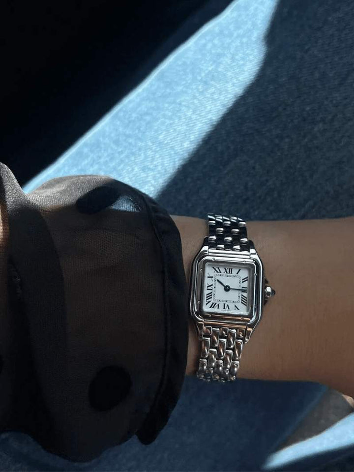 Evelyn | Elegant Square Face Gold Quartz Watch With Roman Numerals