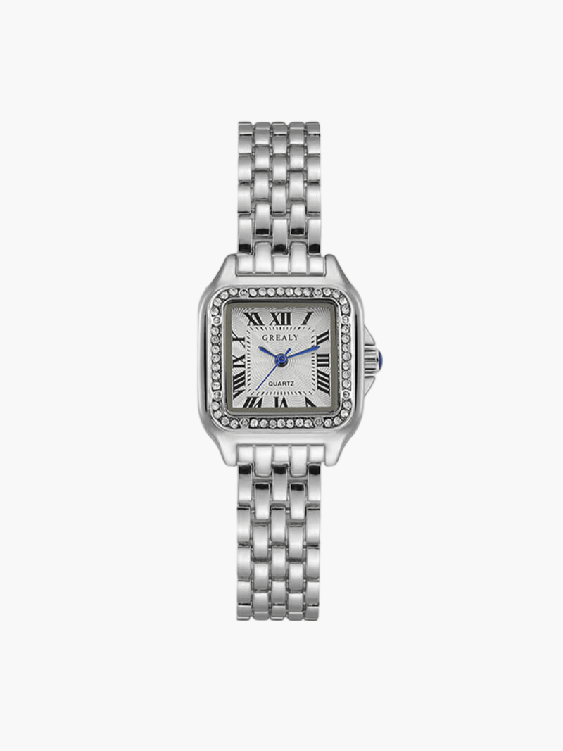 Evelyn | Elegant Square Face Gold Quartz Watch With Roman Numerals