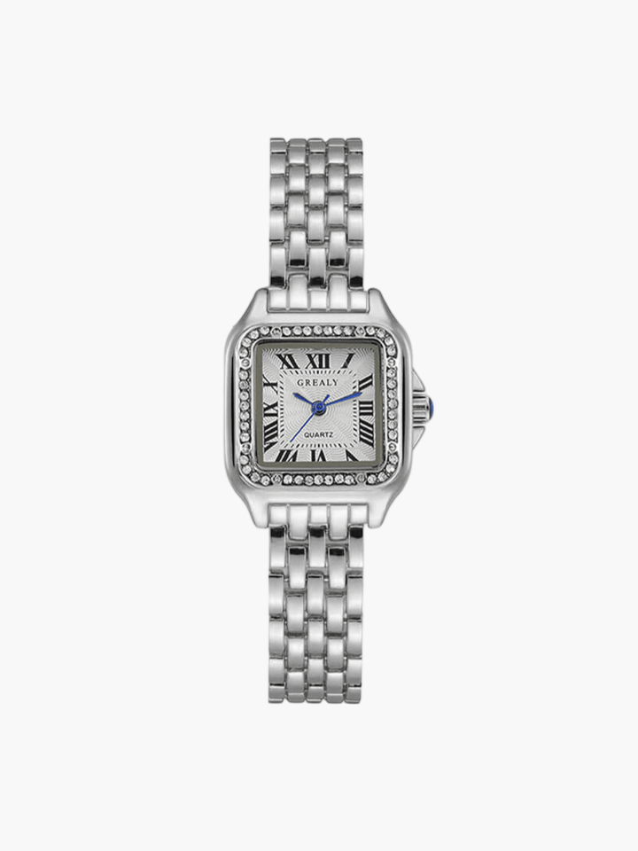 Evelyn | Elegant Square Face Gold Quartz Watch With Roman Numerals
