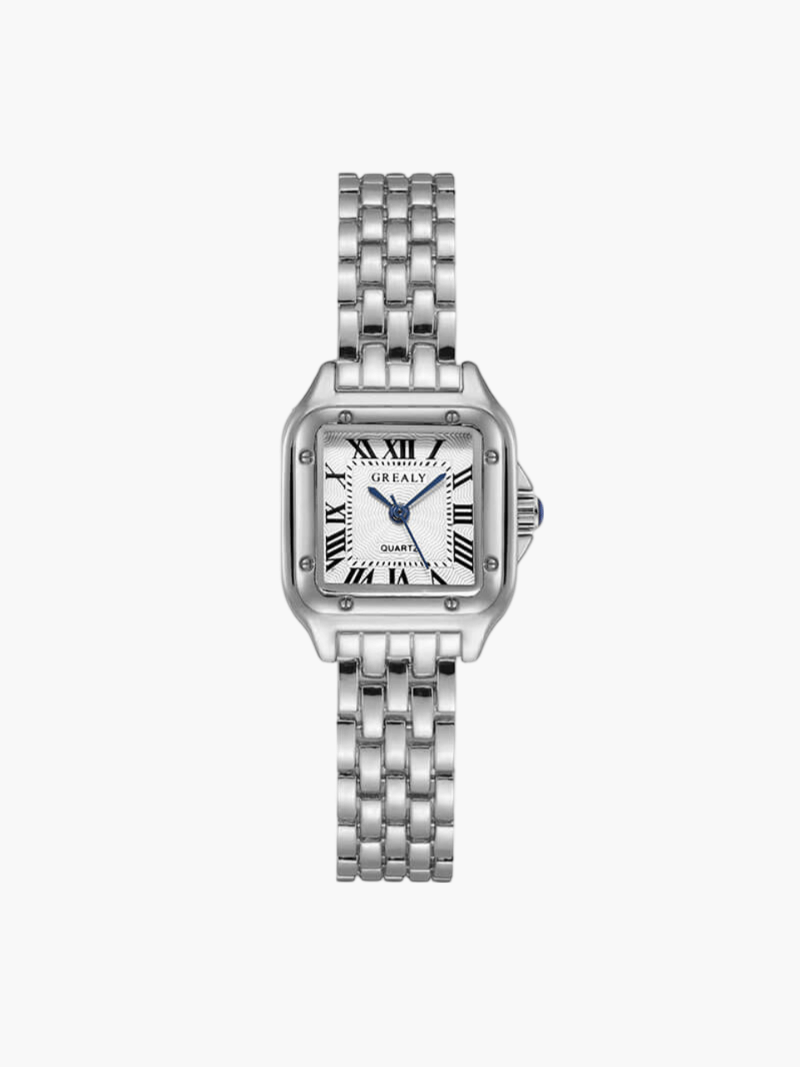 Evelyn | Elegant Square Face Gold Quartz Watch With Roman Numerals