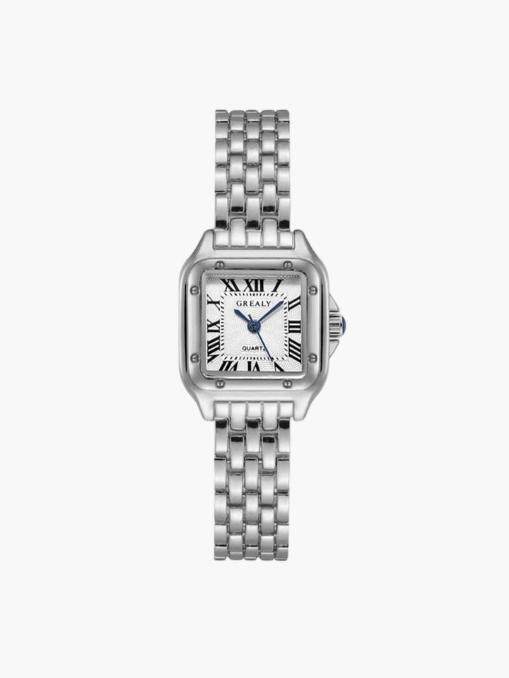 Evelyn | Elegant Square Face Gold Quartz Watch With Roman Numerals