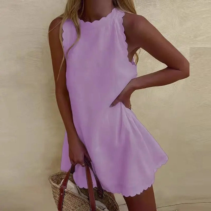 Evy | Chic Sleeveless Scalloped Mini Dress With A-Line Silhouette
