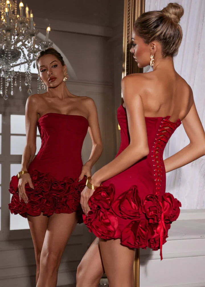 Rosette | Elegant Strapless Ruffle Mini Corset Dress