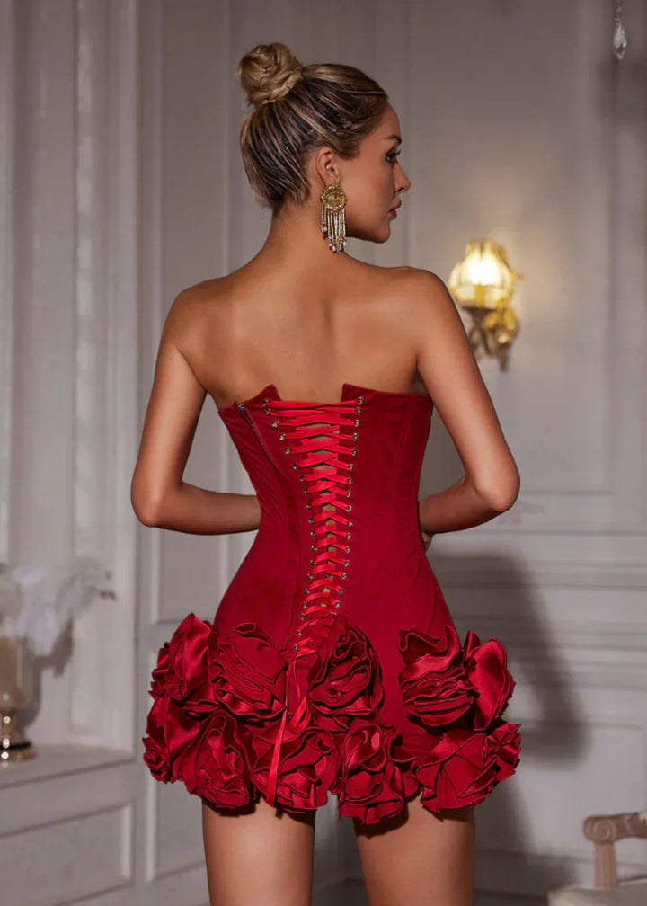 Rosette | Elegant Strapless Ruffle Mini Corset Dress