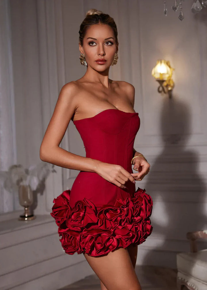 Rosette | Elegant Strapless Ruffle Mini Corset Dress