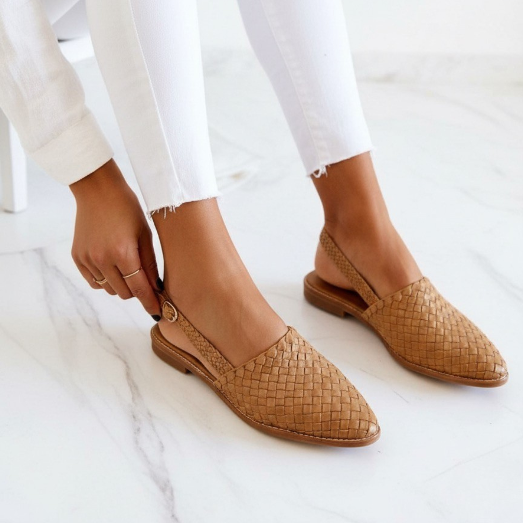 Tessa | Elegant Handwoven Leather Flat Sandals