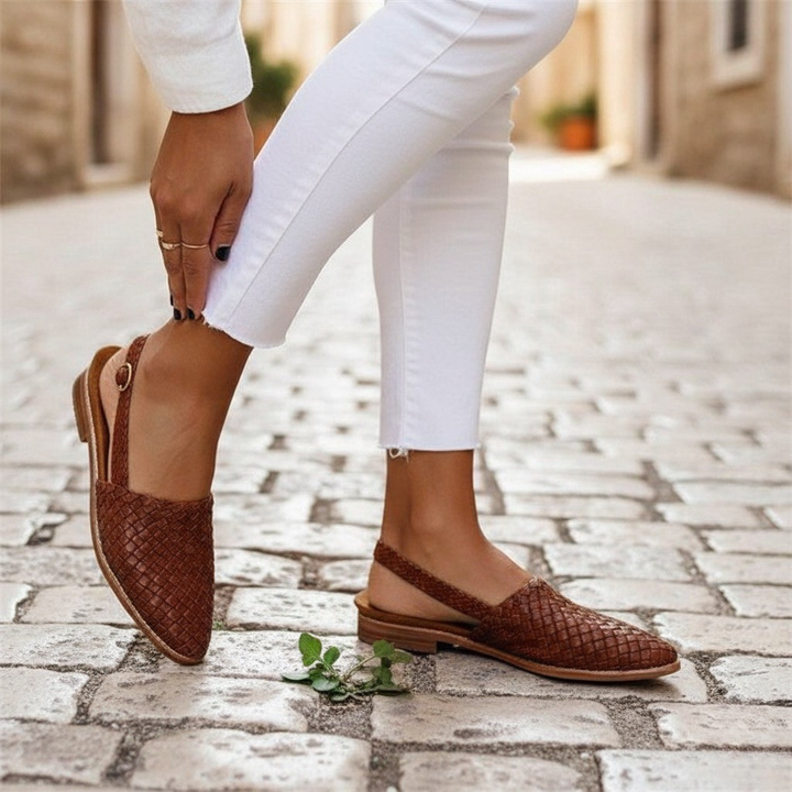 Tessa | Elegant Handwoven Leather Flat Sandals
