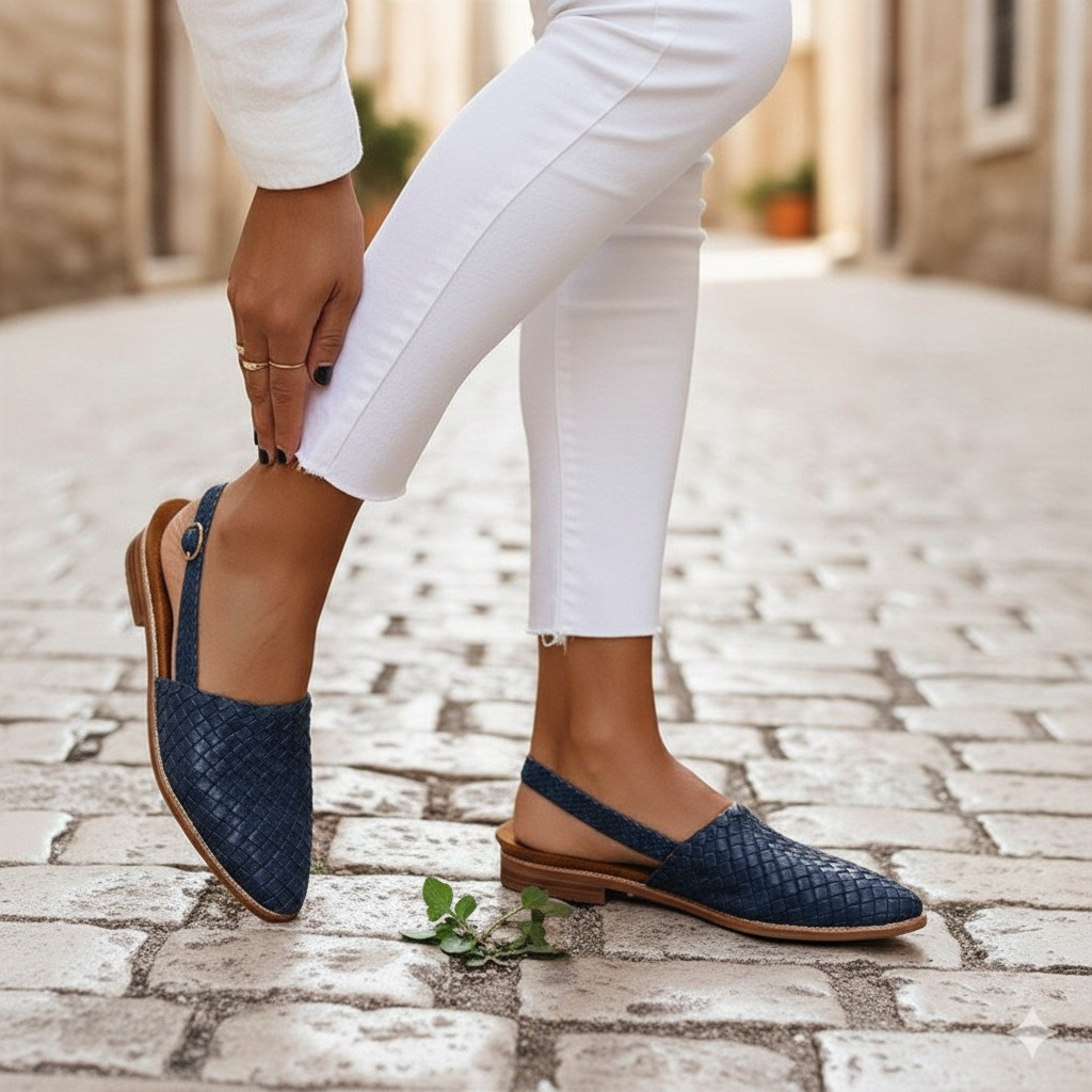 Tessa | Elegant Handwoven Leather Flat Sandals