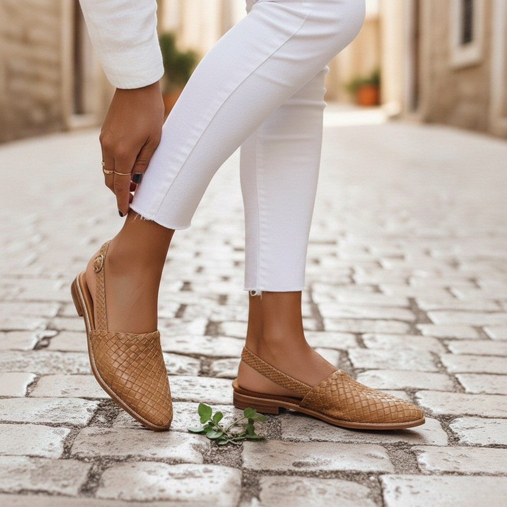 Tessa | Elegant Handwoven Leather Flat Sandals