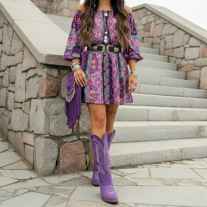 Serena | Elegant Embroidered Western Knee-High Boots