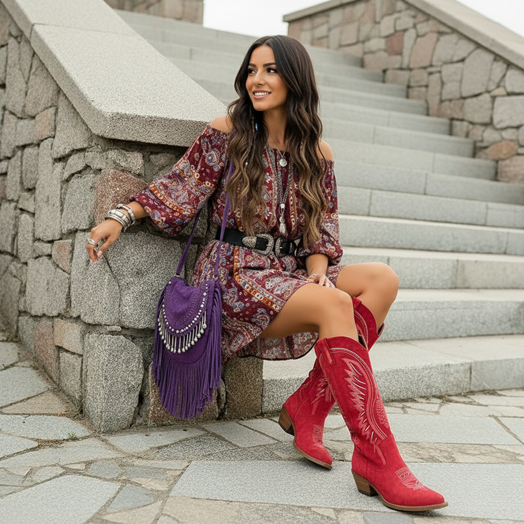 Serena | Elegant Embroidered Western Knee-High Boots