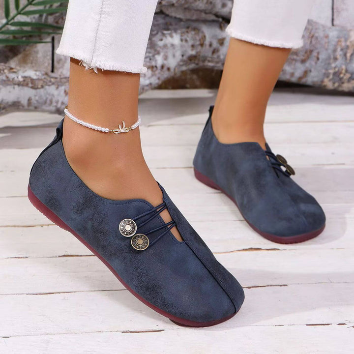 Lydia | Stylish Black Closed-Toe Orthopedic Sandals With Button Detail