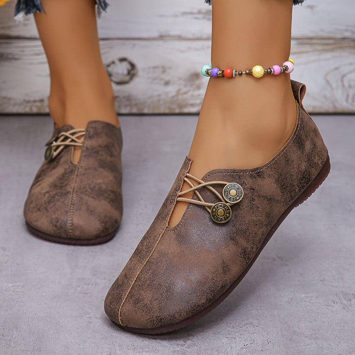 Lydia | Stylish Black Closed-Toe Orthopedic Sandals With Button Detail
