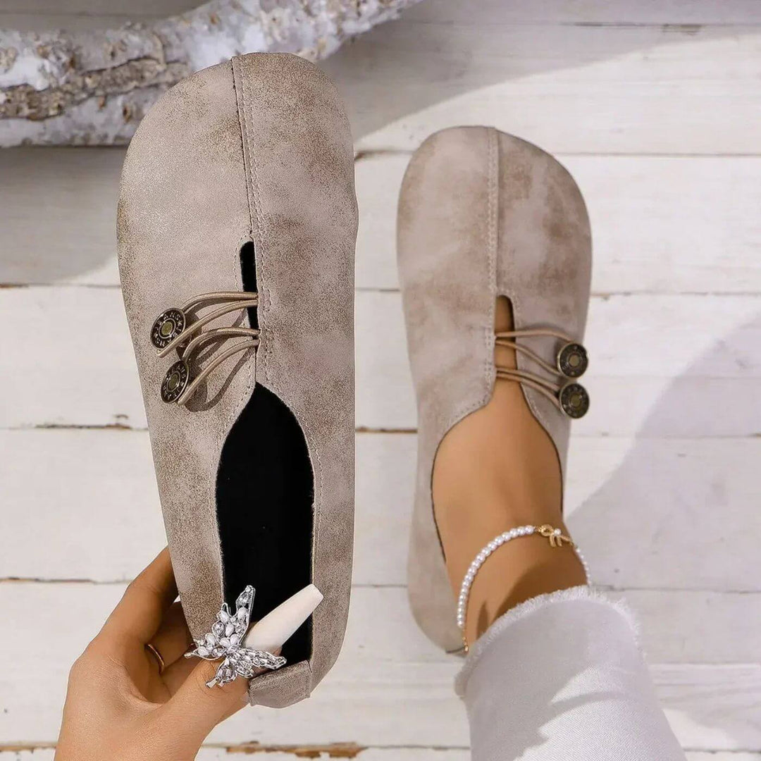 Lydia | Stylish Black Closed-Toe Orthopedic Sandals With Button Detail