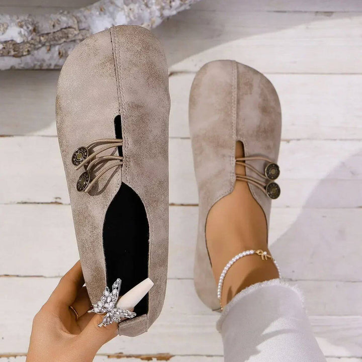 Lydia | Stylish Black Closed-Toe Orthopedic Sandals With Button Detail